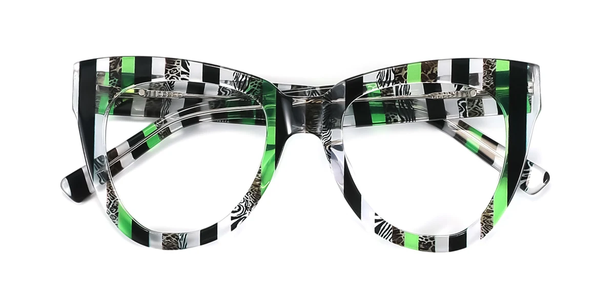 Green_v_str_blk Oval Gorgeous Spring Hinges Custom Engraving Eyeglasses | WhereLight