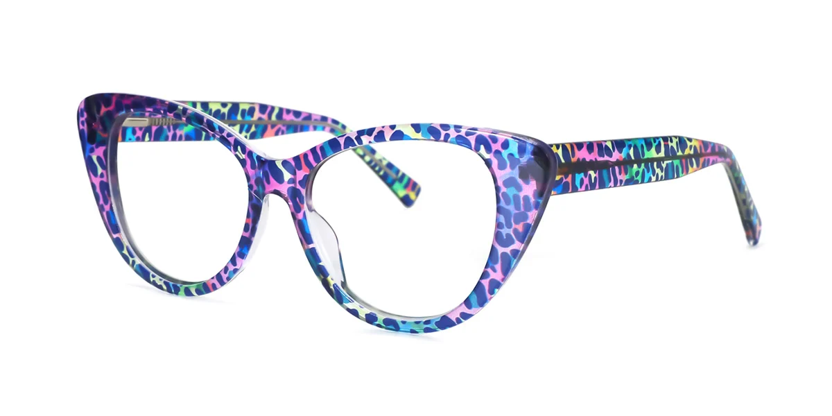 Blue_pink Cateye Unique Spring Hinges Eyeglasses | WhereLight