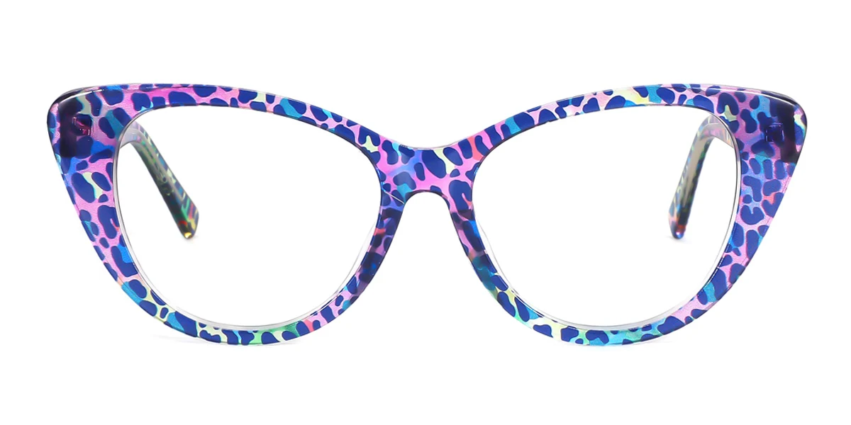 Blue_pink Cateye Unique Spring Hinges Eyeglasses | WhereLight