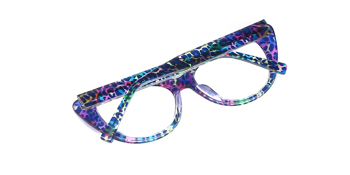 Blue_pink Cateye Unique Spring Hinges Eyeglasses | WhereLight