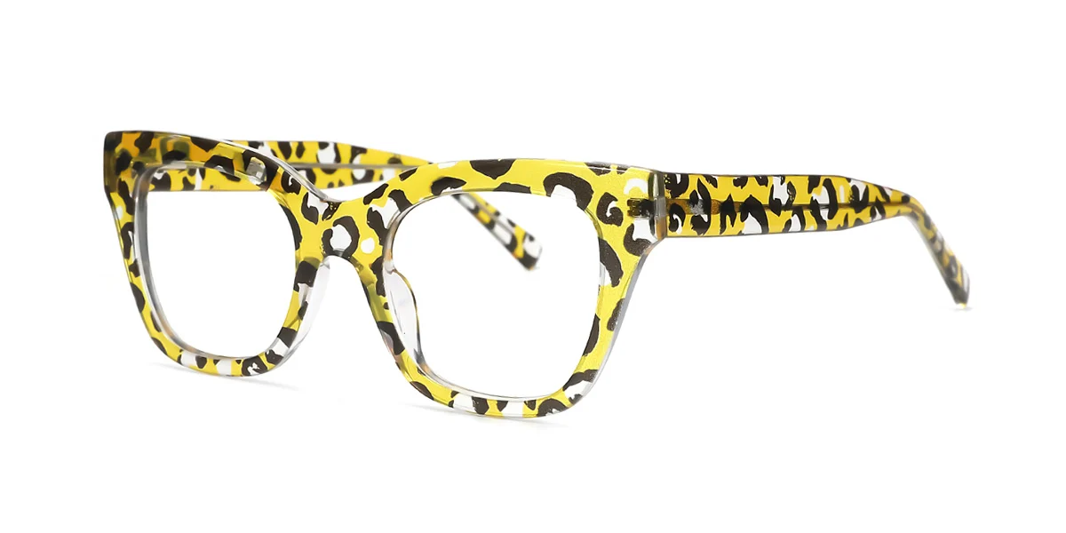 Yellow Rectangle Unique Custom Engraving Eyeglasses | WhereLight