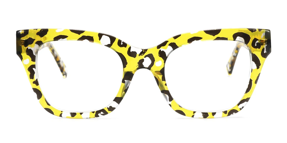 Yellow Rectangle Unique Custom Engraving Eyeglasses | WhereLight