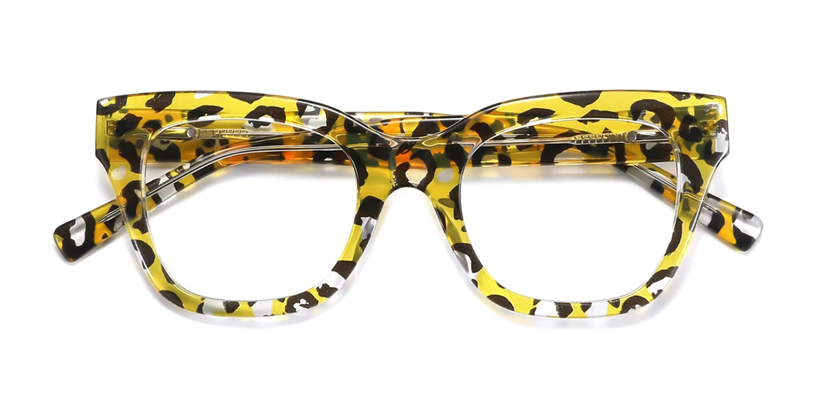 Yellow Rectangle Unique Custom Engraving Eyeglasses | WhereLight