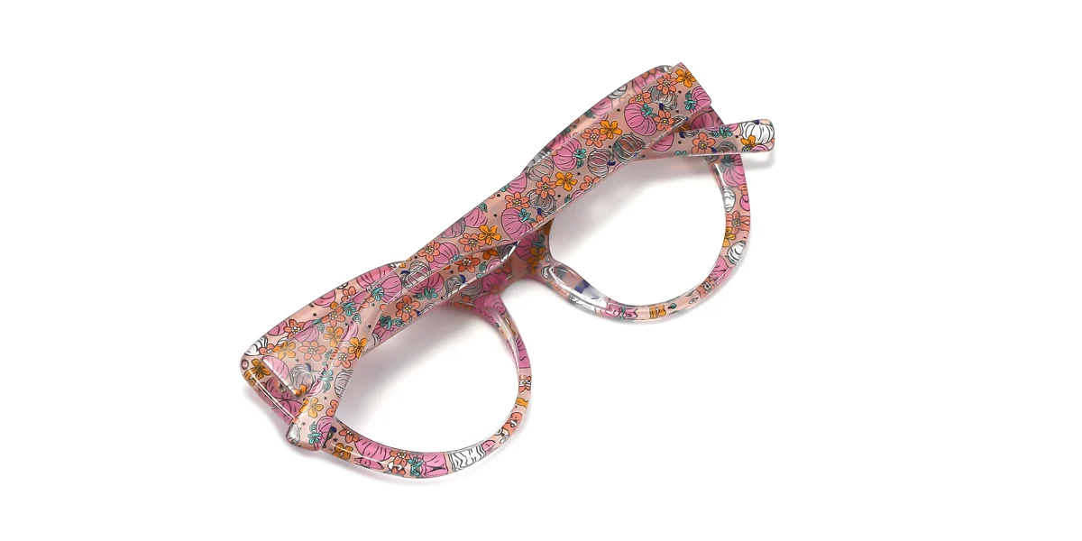 Pink Cateye Unique Spring Hinges Custom Engraving Eyeglasses | WhereLight