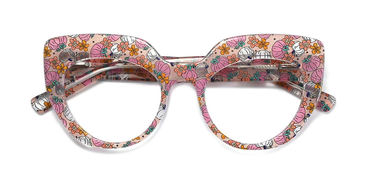 Pink Cateye Unique Spring Hinges Custom Engraving Eyeglasses | WhereLight