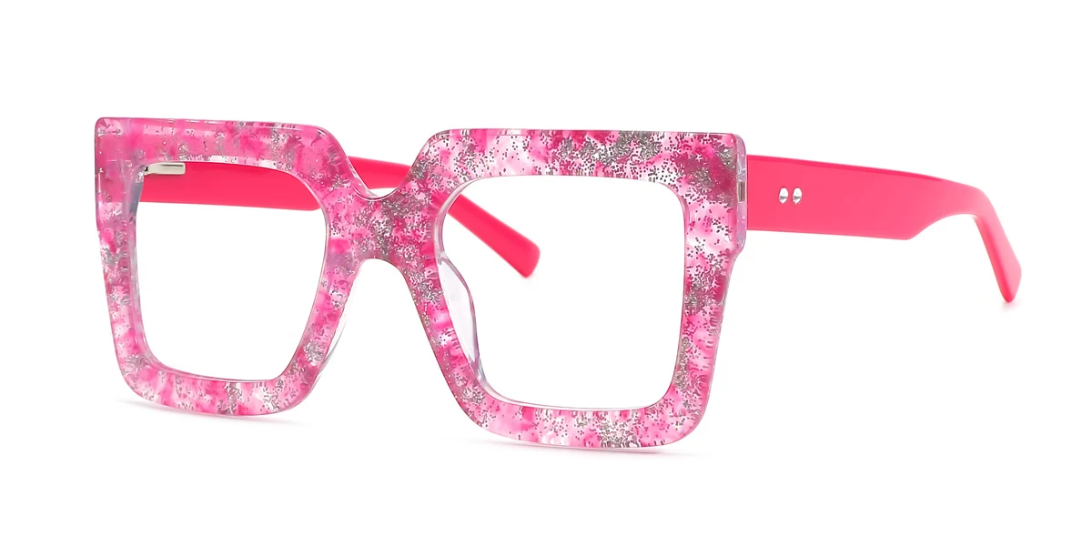 Pink Rectangle Unique Custom Engraving Eyeglasses | WhereLight