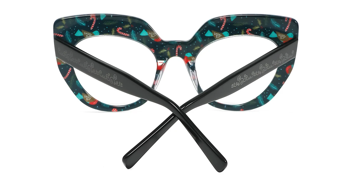 Green_red Cateye Unique Spring Hinges Eyeglasses | WhereLight