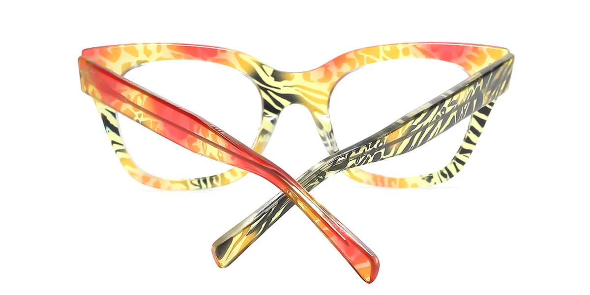 Orange Rectangle Unique Spring Hinges Custom Engraving Eyeglasses | WhereLight