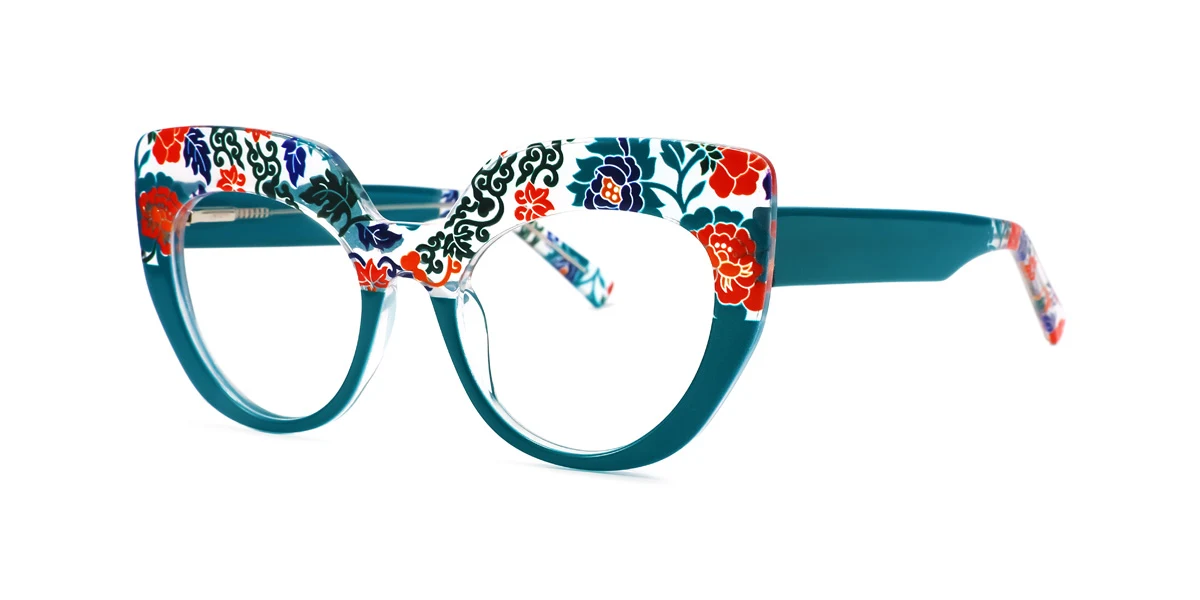 Blue Cateye Unique Spring Hinges Eyeglasses | WhereLight