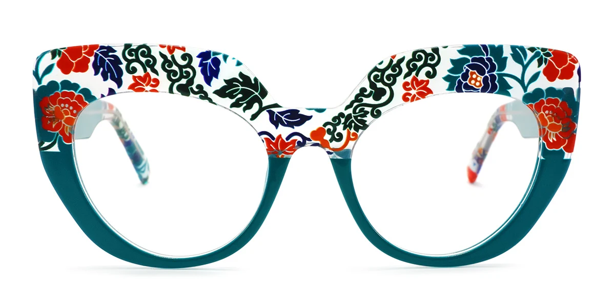 Blue Cateye Unique Spring Hinges Eyeglasses | WhereLight