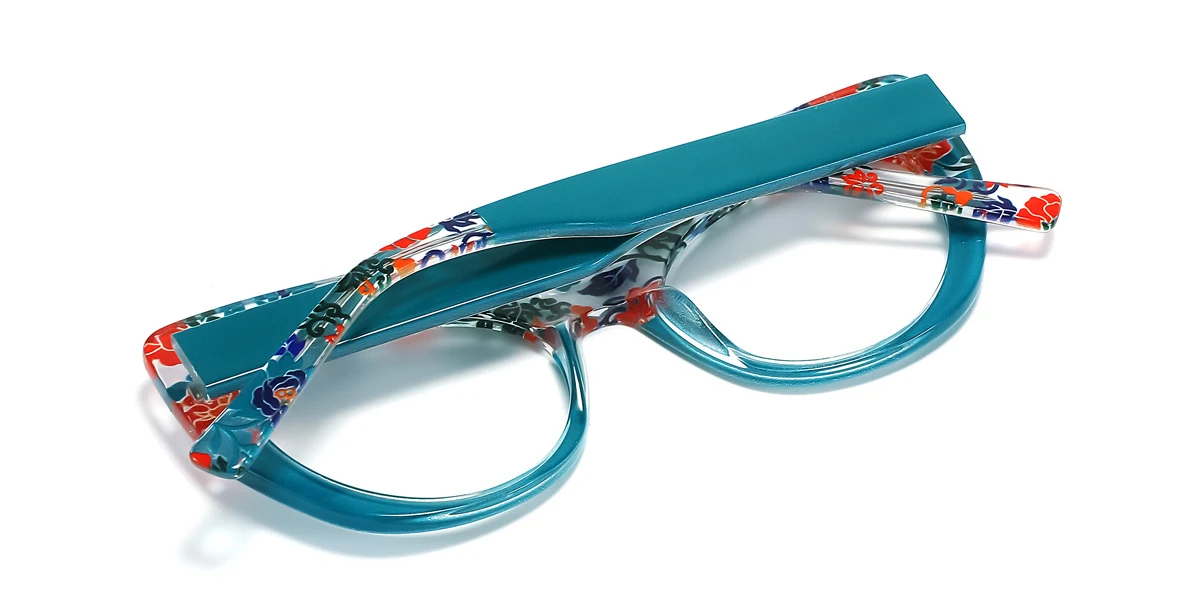 Blue Cateye Unique Spring Hinges Eyeglasses | WhereLight