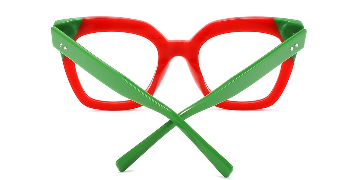 Red Rectangle Unique Spring Hinges Eyeglasses | WhereLight