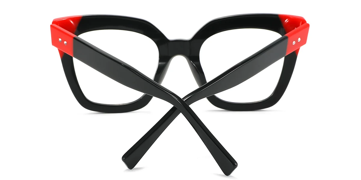 Black Rectangle Unique Spring Hinges Custom Engraving Eyeglasses | WhereLight