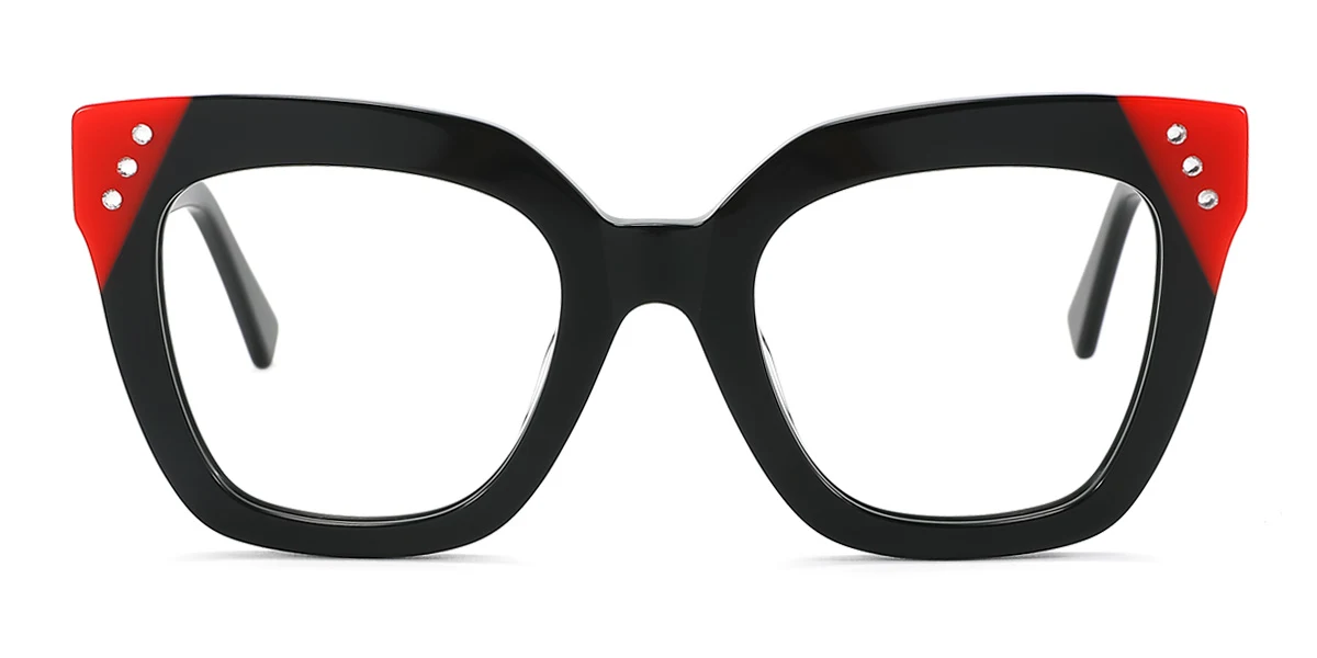 Black Rectangle Unique Spring Hinges Custom Engraving Eyeglasses | WhereLight