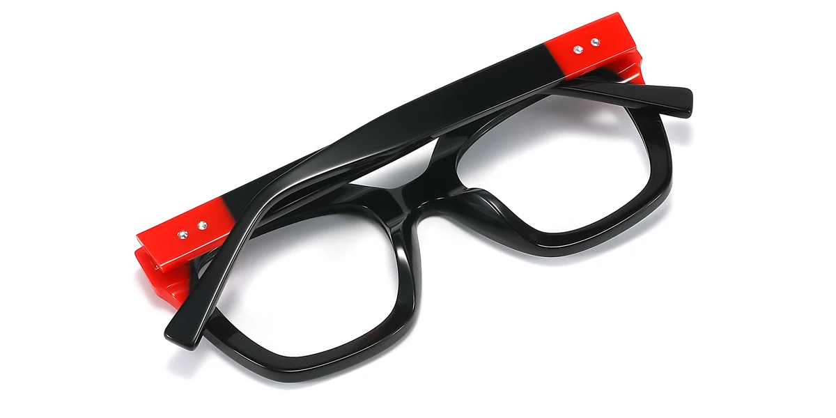 Black Rectangle Unique Spring Hinges Custom Engraving Eyeglasses | WhereLight