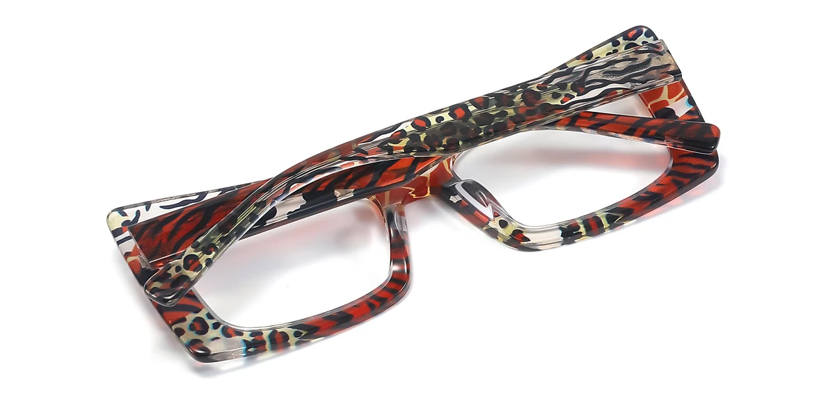 Red Rectangle Unique Spring Hinges Custom Engraving Eyeglasses | WhereLight