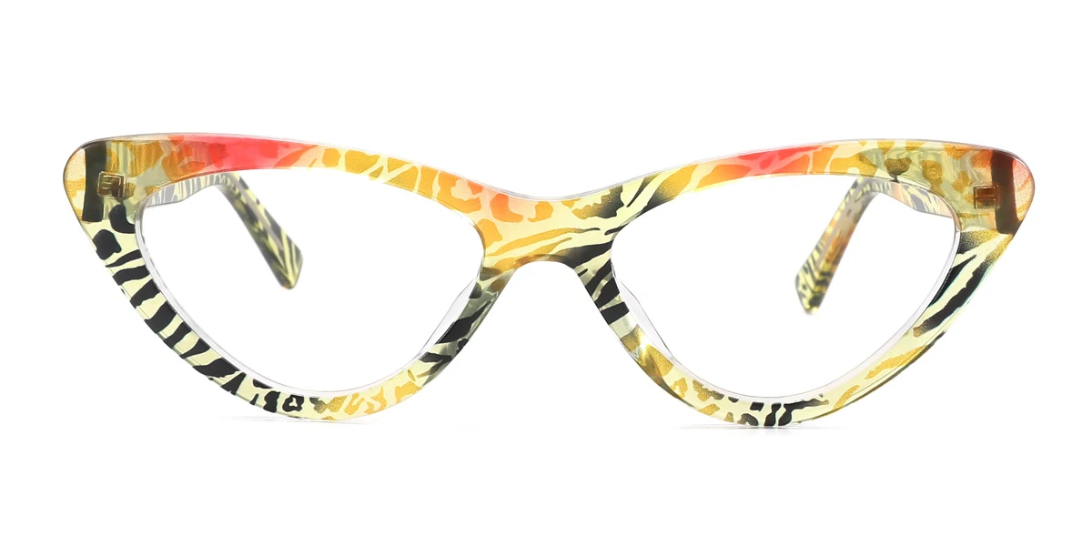 Yellow Cateye Unique Spring Hinges Custom Engraving Eyeglasses | WhereLight