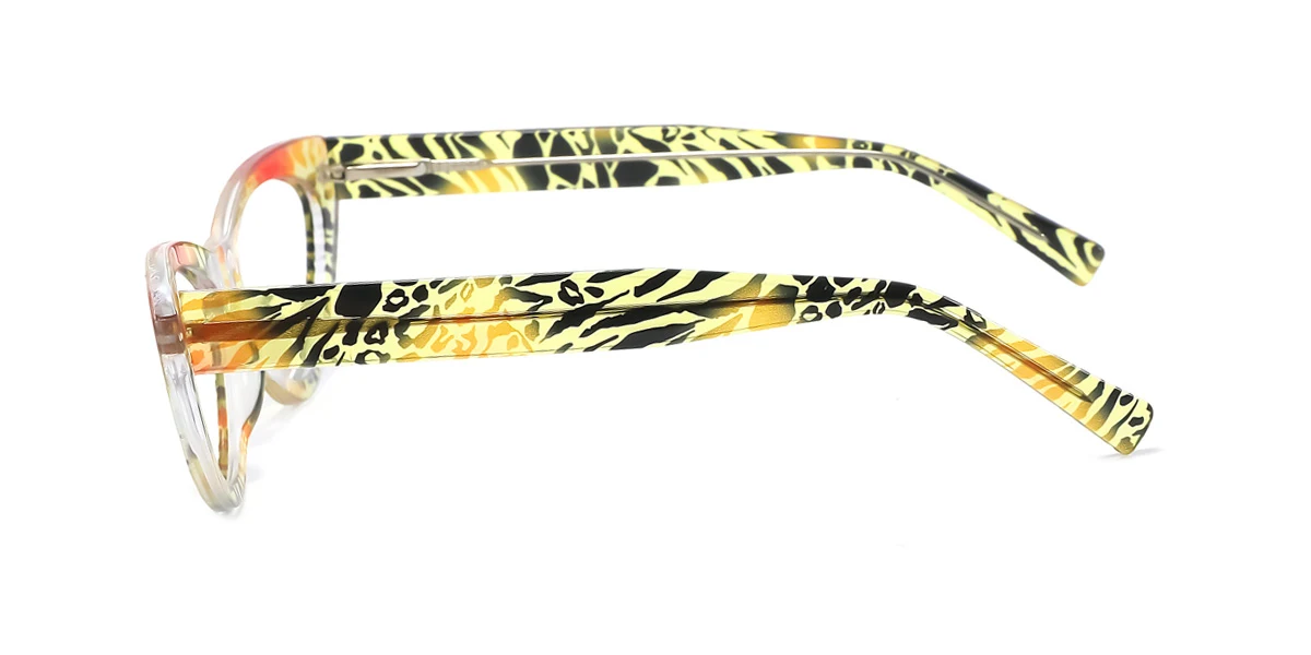 Yellow Cateye Unique Spring Hinges Custom Engraving Eyeglasses | WhereLight