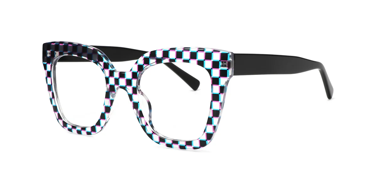 Purple Rectangle Gorgeous Spring Hinges Custom Engraving Eyeglasses | WhereLight