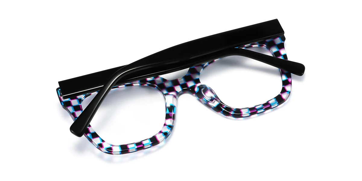 Purple Rectangle Gorgeous Spring Hinges Custom Engraving Eyeglasses | WhereLight