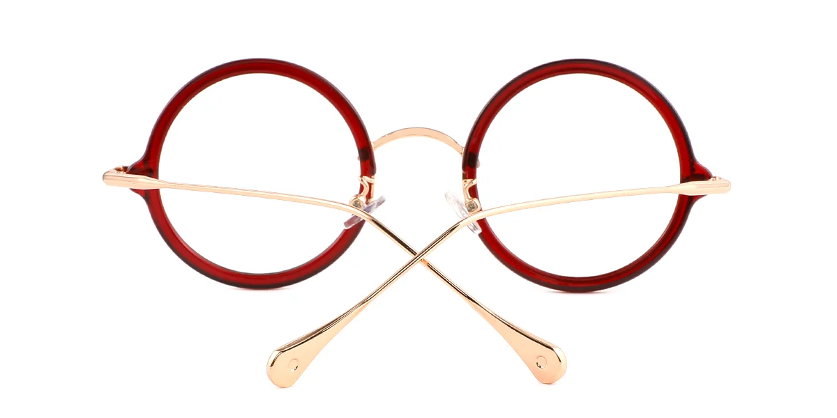 Red Round Simple Classic Retro Custom Engraving Eyeglasses | WhereLight