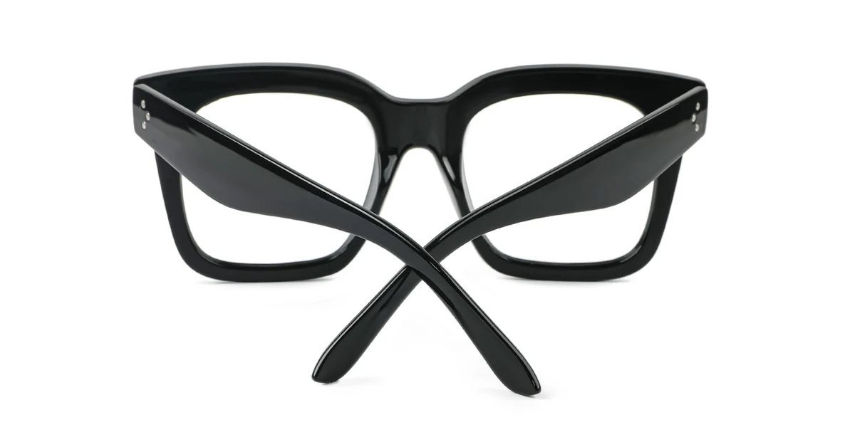Black Rectangle Unique Custom Engraving Extended Fit Eyeglasses | WhereLight