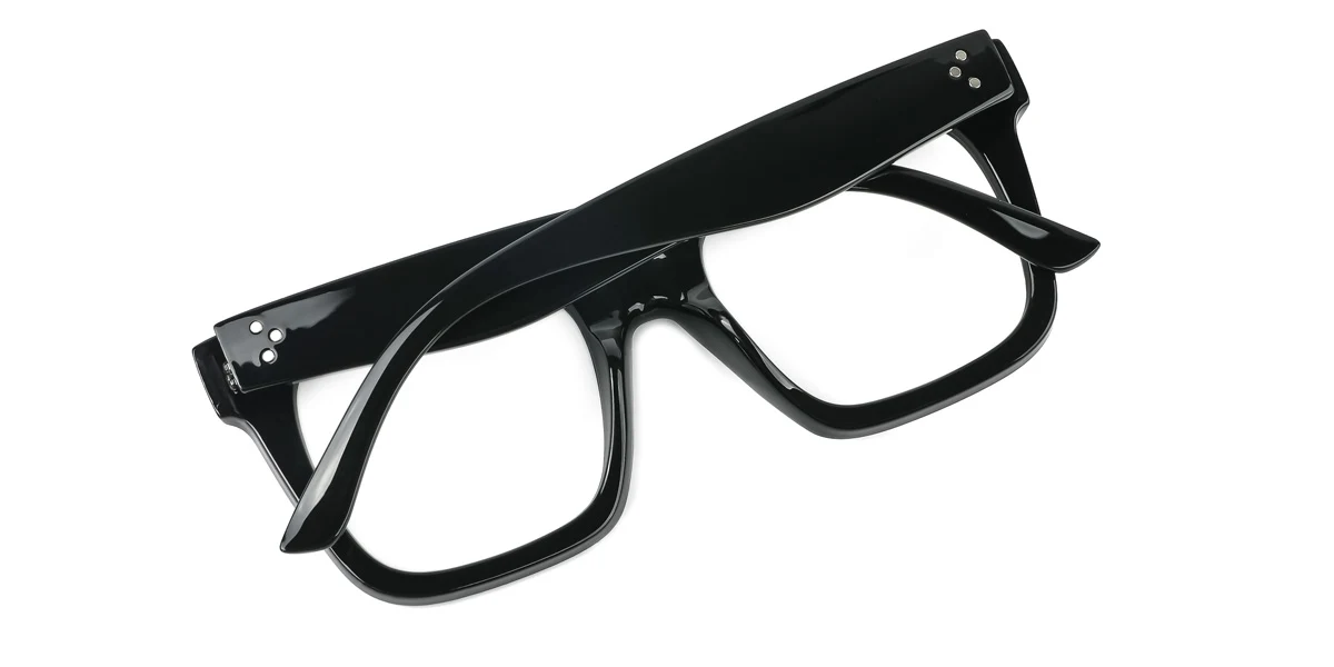 Black Rectangle Unique Custom Engraving Extended Fit Eyeglasses | WhereLight