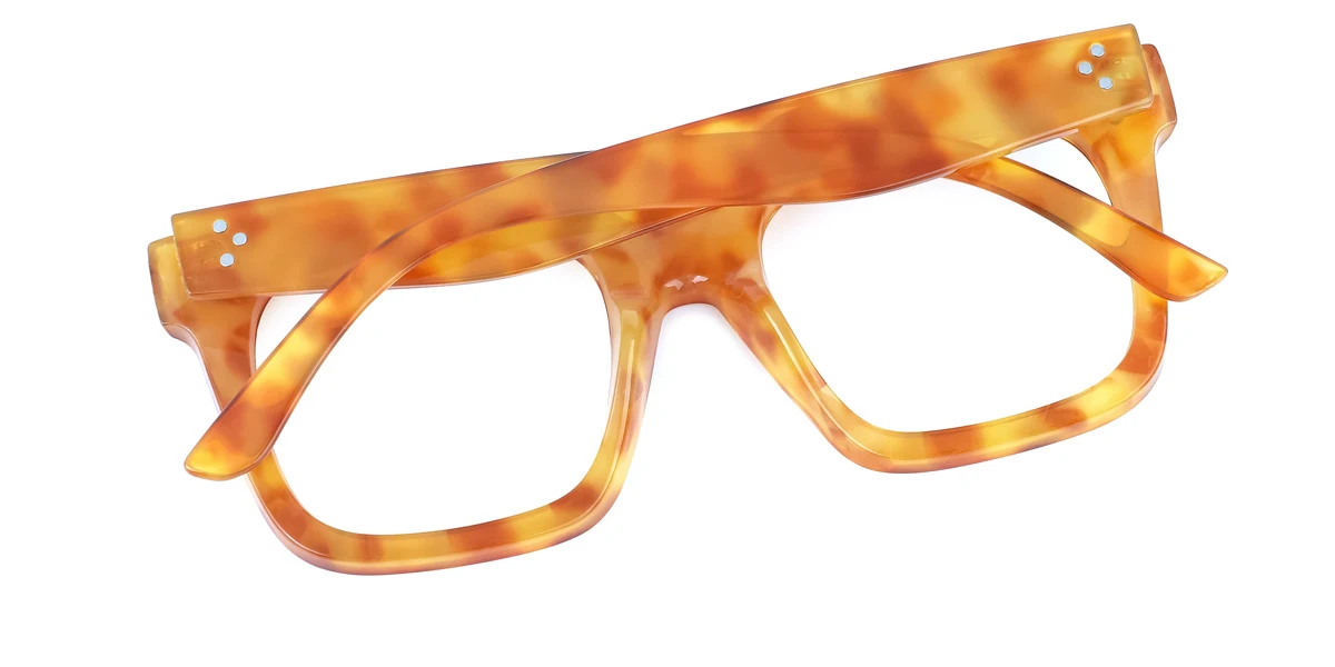 Orange Rectangle Unique Custom Engraving Extended Fit Eyeglasses | WhereLight