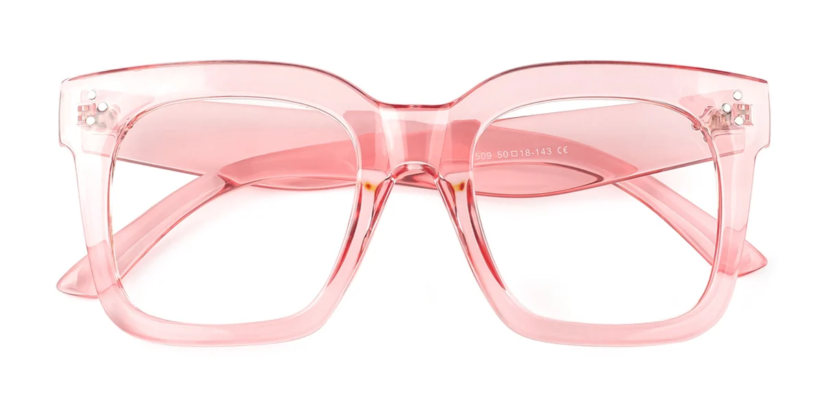 Pink Rectangle Unique Custom Engraving Extended Fit Eyeglasses | WhereLight