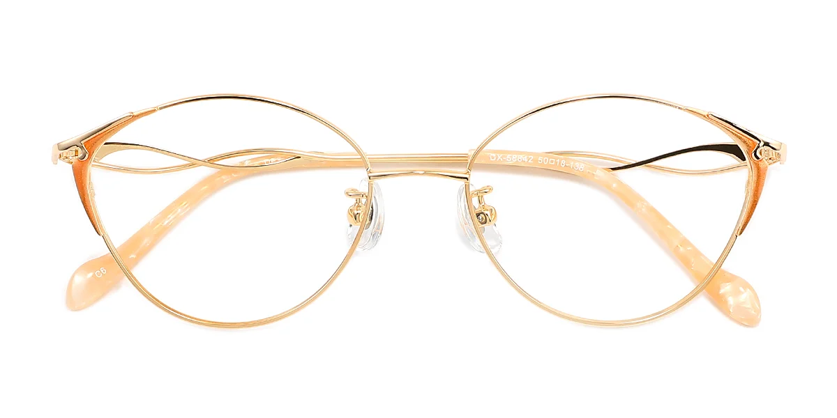 Gold Oval Simple Classic Super Light Eyeglasses | WhereLight