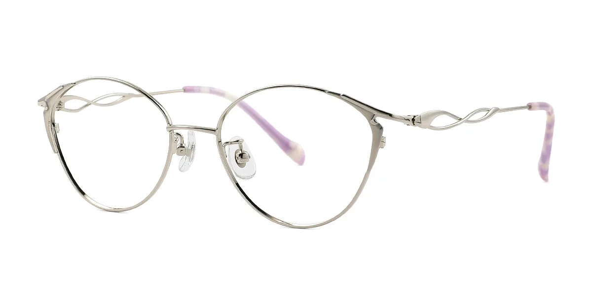 Silver Oval Simple Classic Super Light Eyeglasses | WhereLight