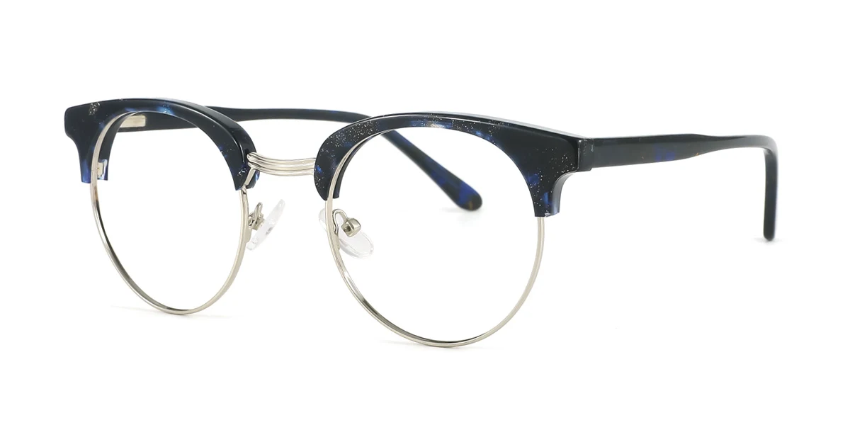 Blue Round Oval Unique  Eyeglasses | WhereLight