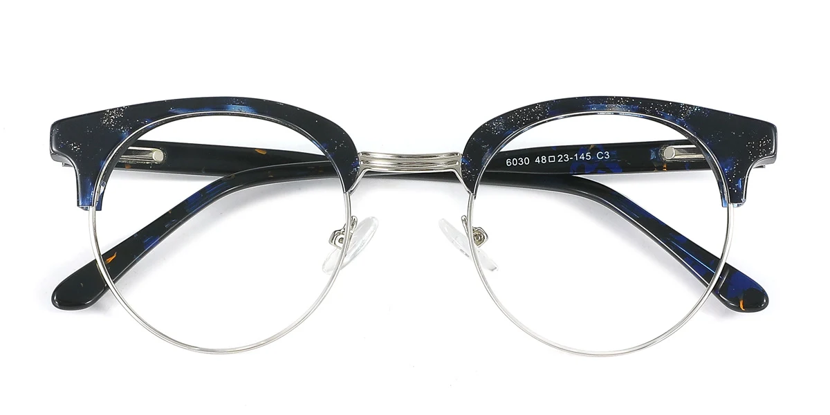 Blue Round Oval Unique  Eyeglasses | WhereLight