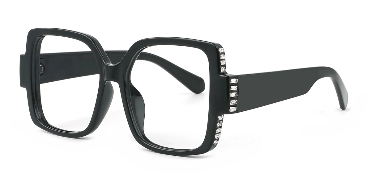 Black Rectangle Unique Gorgeous Custom Engraving Eyeglasses | WhereLight