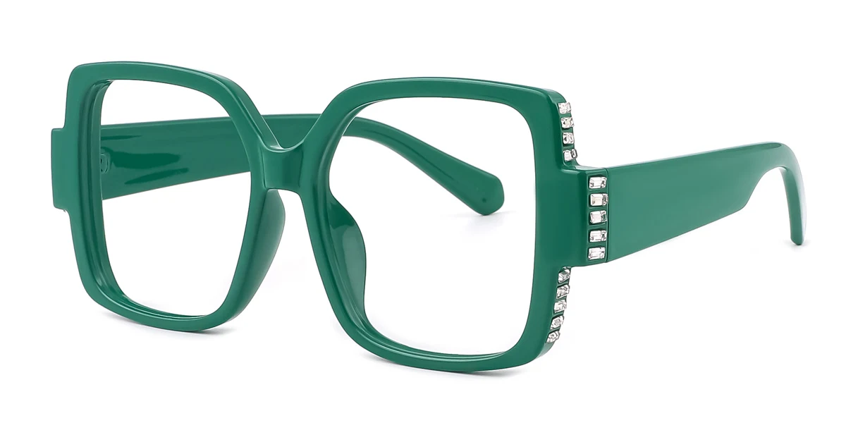 Green Rectangle Unique Gorgeous Custom Engraving Eyeglasses | WhereLight