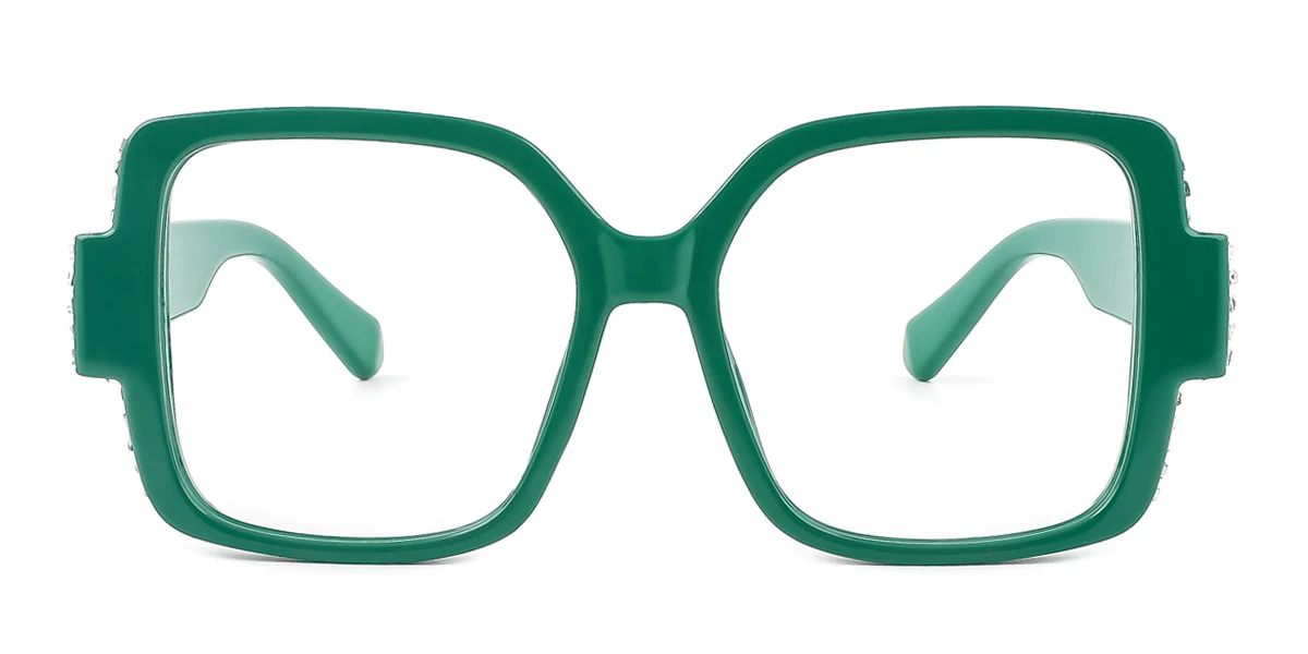 Green Rectangle Unique Gorgeous Custom Engraving Eyeglasses | WhereLight