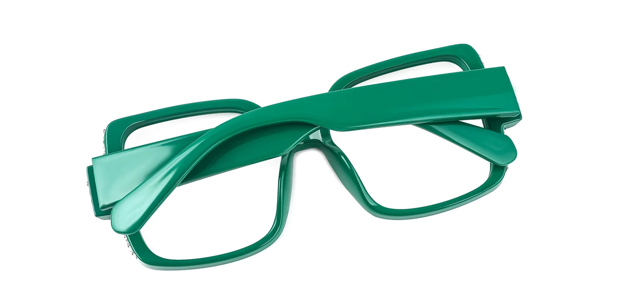 Green Rectangle Unique Gorgeous Custom Engraving Eyeglasses | WhereLight