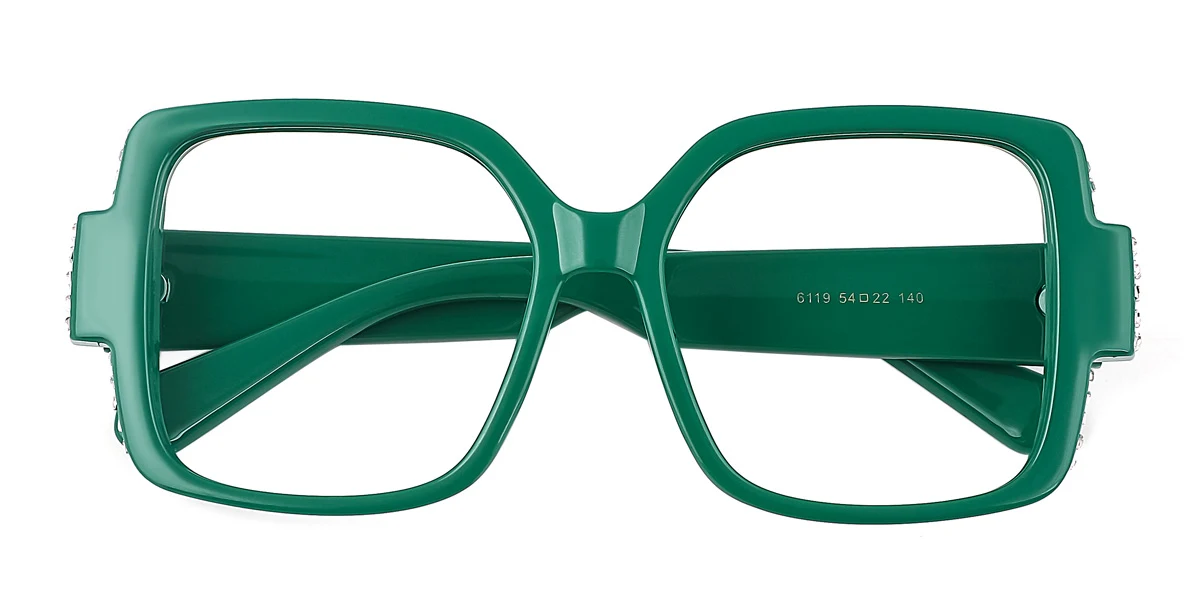 Green Rectangle Unique Gorgeous Custom Engraving Eyeglasses | WhereLight