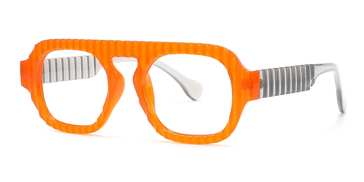 Orange Rectangle Unique  Eyeglasses | WhereLight