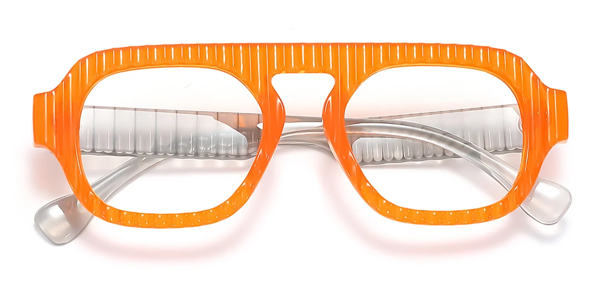 Orange Rectangle Unique  Eyeglasses | WhereLight