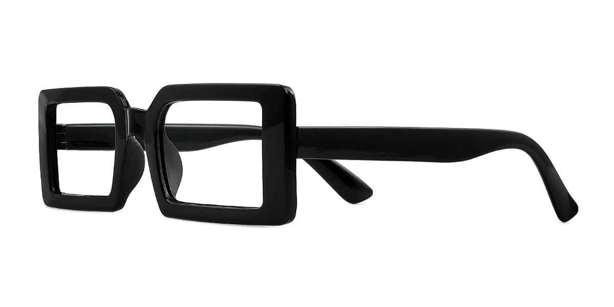 Black Rectangle Simple Classic  Eyeglasses | WhereLight