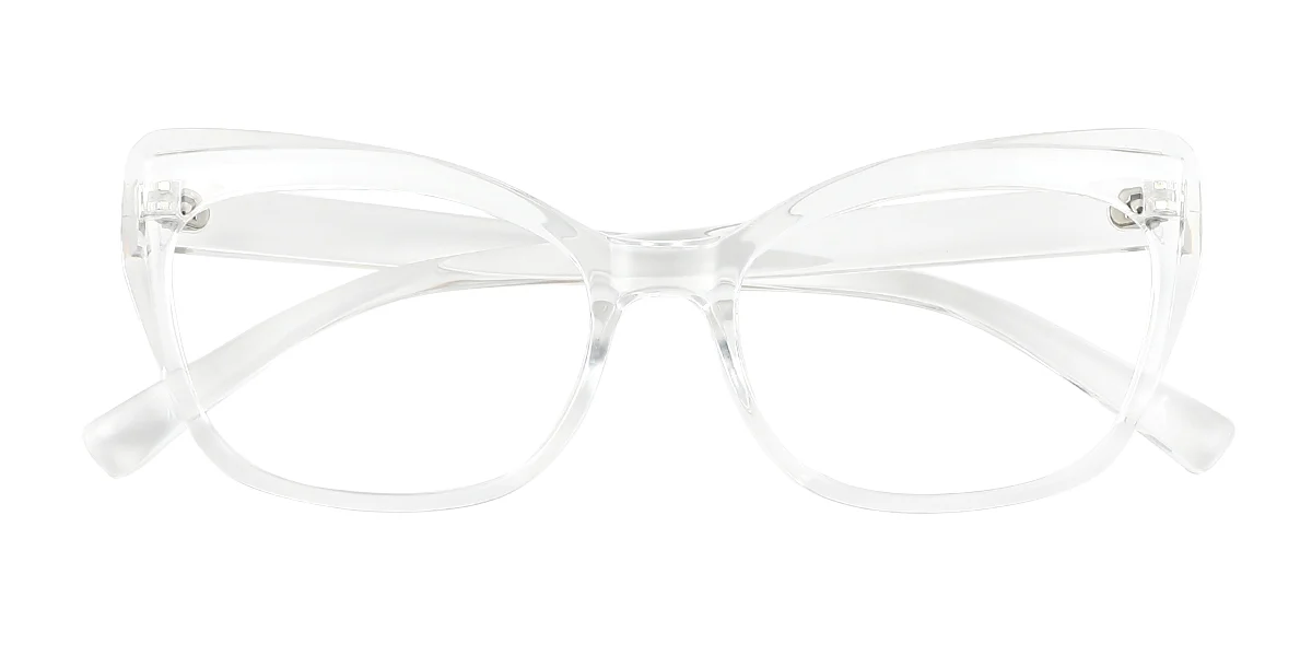 Clear Cateye Simple Classic Custom Engraving Eyeglasses | WhereLight