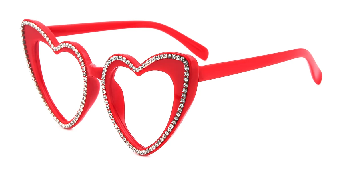 Red Heart Classic Unique Gorgeous Rhinestone Custom Engraving Eyeglasses | WhereLight