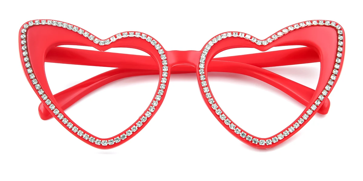 Red Heart Classic Unique Gorgeous Rhinestone Custom Engraving Eyeglasses | WhereLight