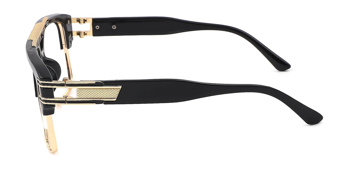 Black Rectangle Aviator Classic Retro Unique Custom Engraving Eyeglasses | WhereLight