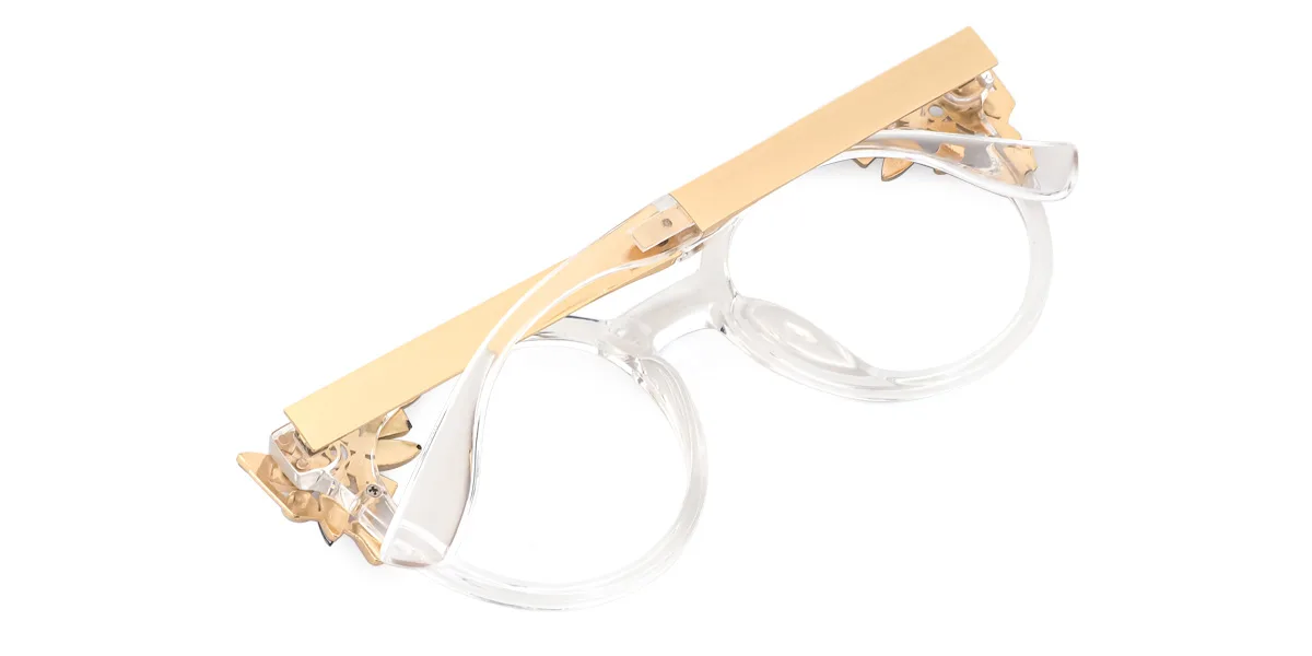 Clear Cateye Round Oval Unique Gorgeous Rhinestone Custom Engraving Eyeglasses | WhereLight