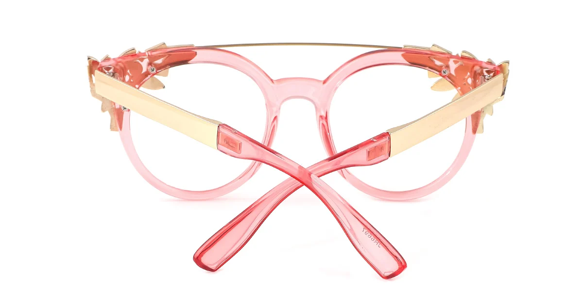 Pink Cateye Round Oval Unique Gorgeous Rhinestone Custom Engraving Eyeglasses | WhereLight