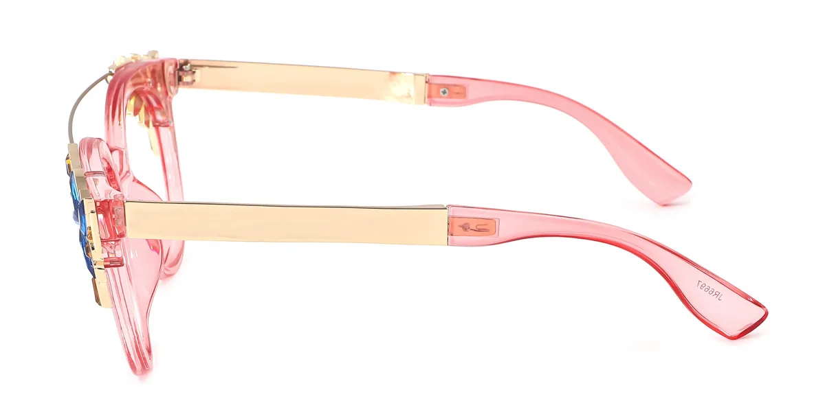 Pink Cateye Round Oval Unique Gorgeous Rhinestone Custom Engraving Eyeglasses | WhereLight