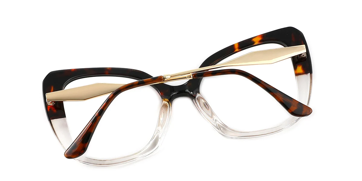Tortoiseshell Cateye Irregular Simple Retro Custom Engraving Eyeglasses | WhereLight