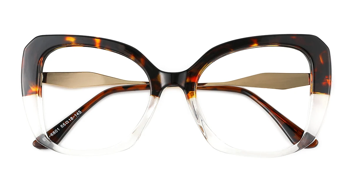 Tortoiseshell Cateye Irregular Simple Retro Custom Engraving Eyeglasses | WhereLight